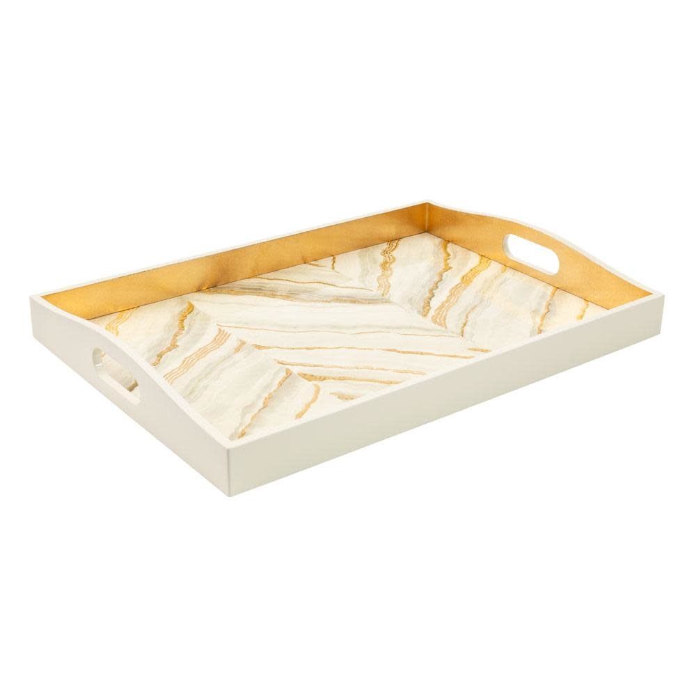 Marble Lacquer Large Rectangle Tray in Moonlight Grey - 1 Each