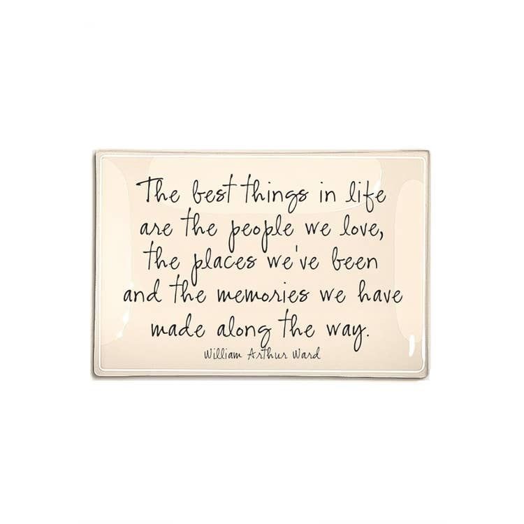 The Best Things In Life Are Decoupage Glass Tray  4"x9"