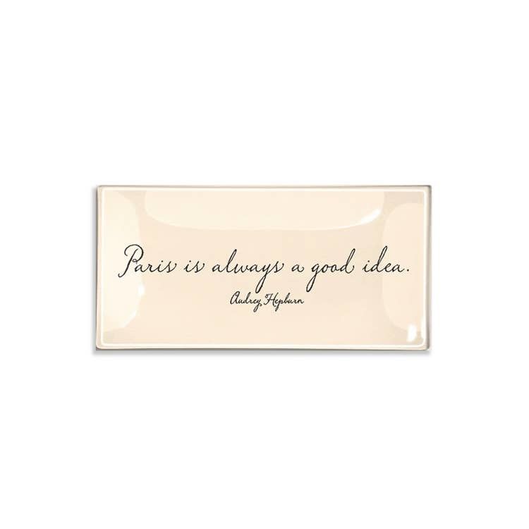 Paris Is Always A Good Idea Decoupage Glass Tray  4"x9"
