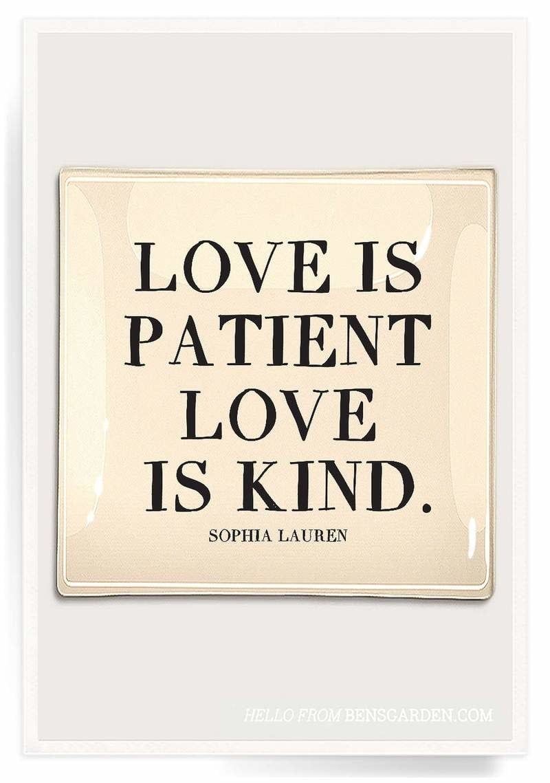 Love Is Patient Love Is Kind Decoupage Glass Tray  6"X 6"
