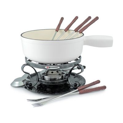 Lugano 9 Piece Cast Iron Fondue Set ~ Matte White