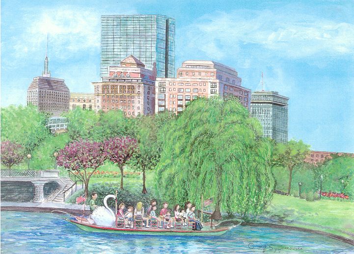 Gold Framed Print 8x10 of the Swanboats