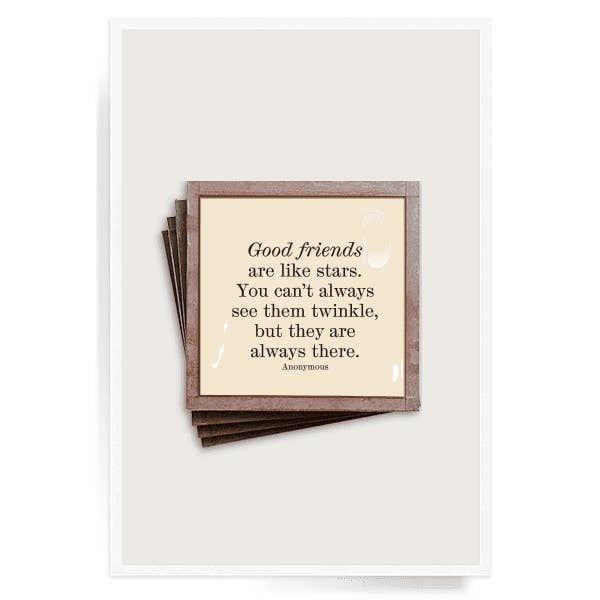 Good Friends Are Like Stars Copper &amp; Glass Coasters