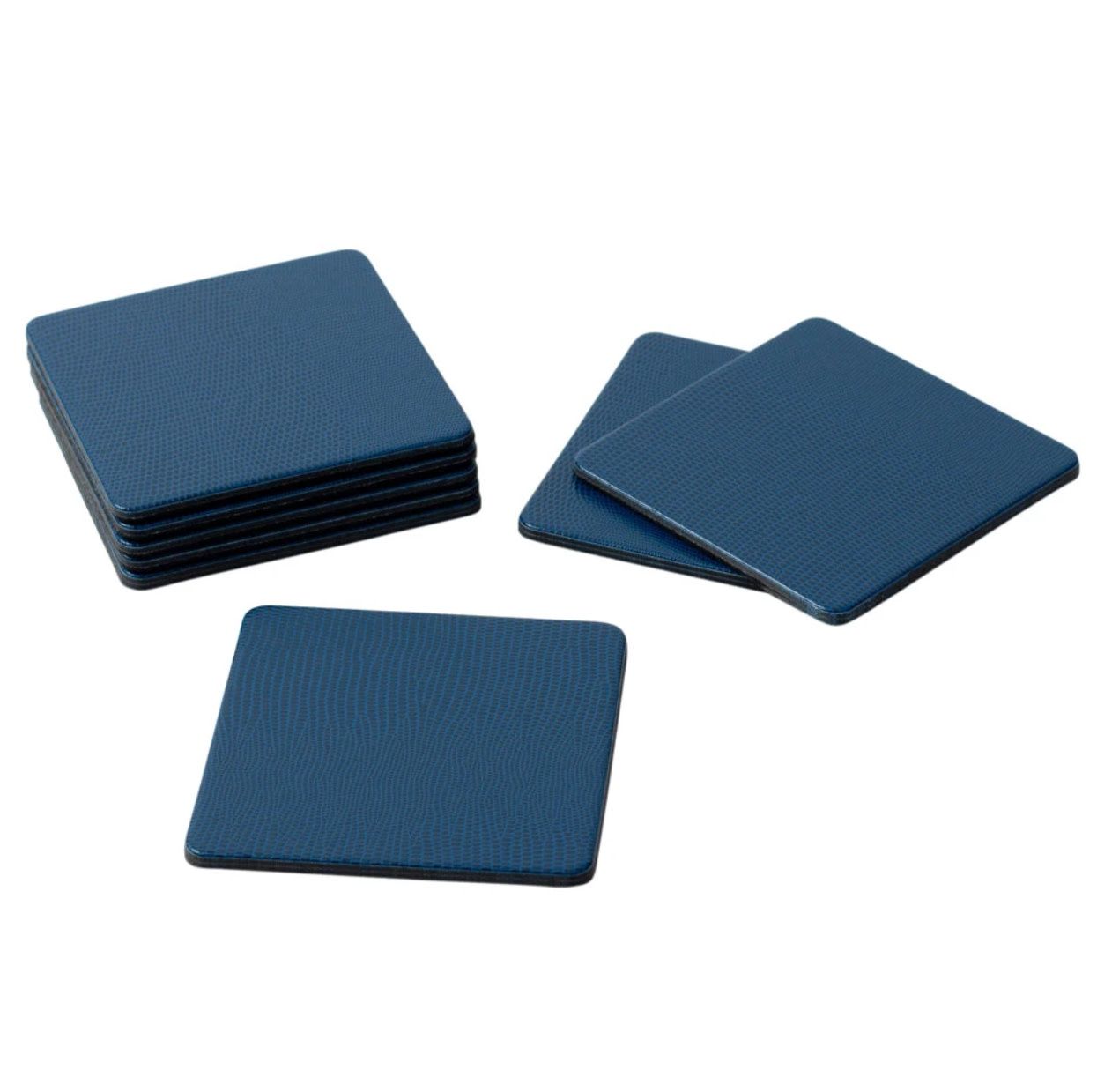 Square Lizard Coasters in Navy - 8 Per Box