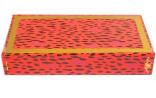 Designer Matches Orange &amp; Pink Cheetah Embossed Matte 4" Collectible Matchbox