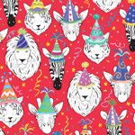 Safari Birthday Red Continuous Roll Gift Wrapping Paper - 30" x 5' Roll