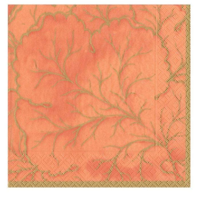 Gilded Majolica Paper Luncheon Napkins in Orange - 20 Per Package