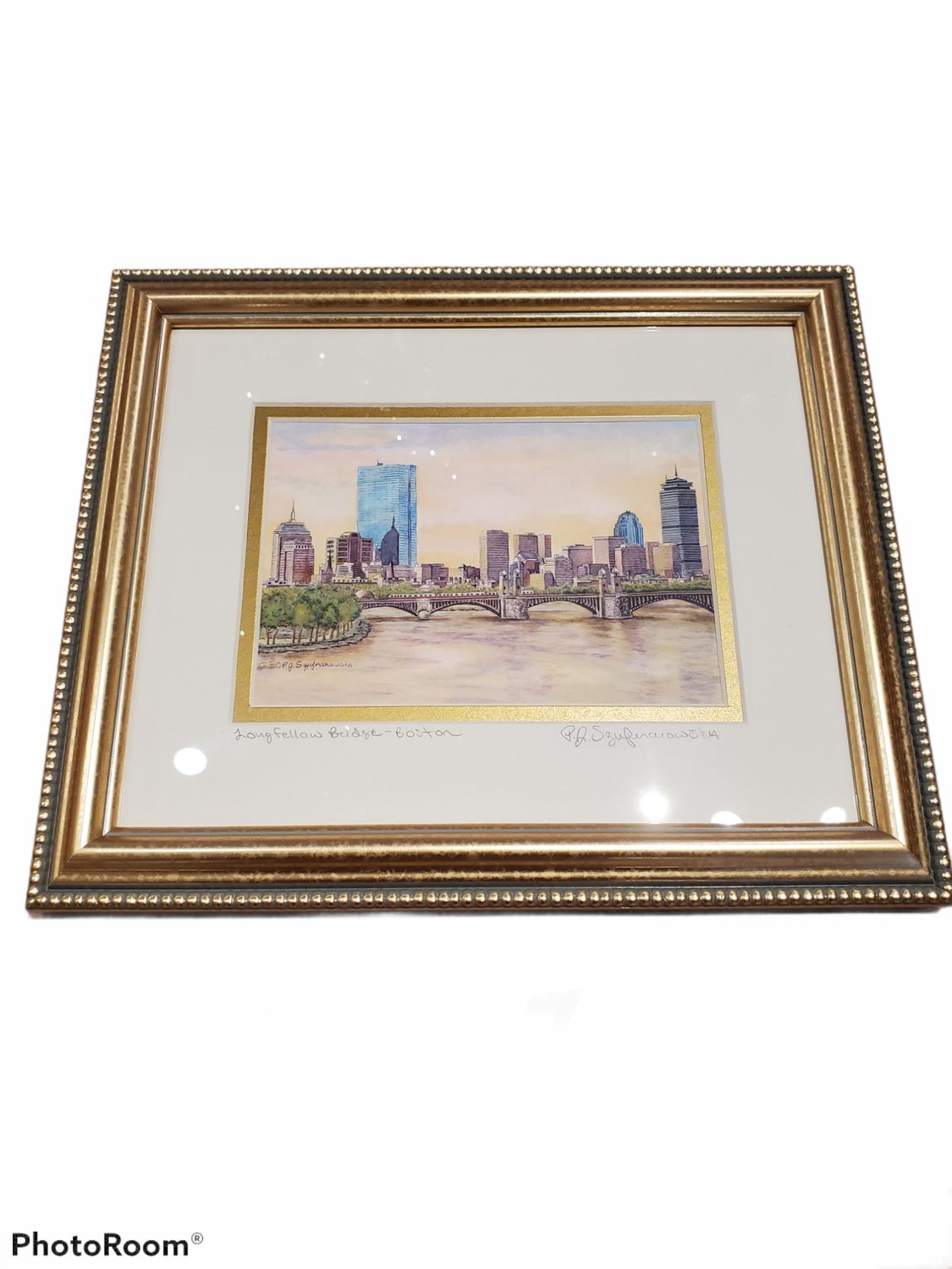 Gold Framed 8x10 Painting of Longfellow Bridge