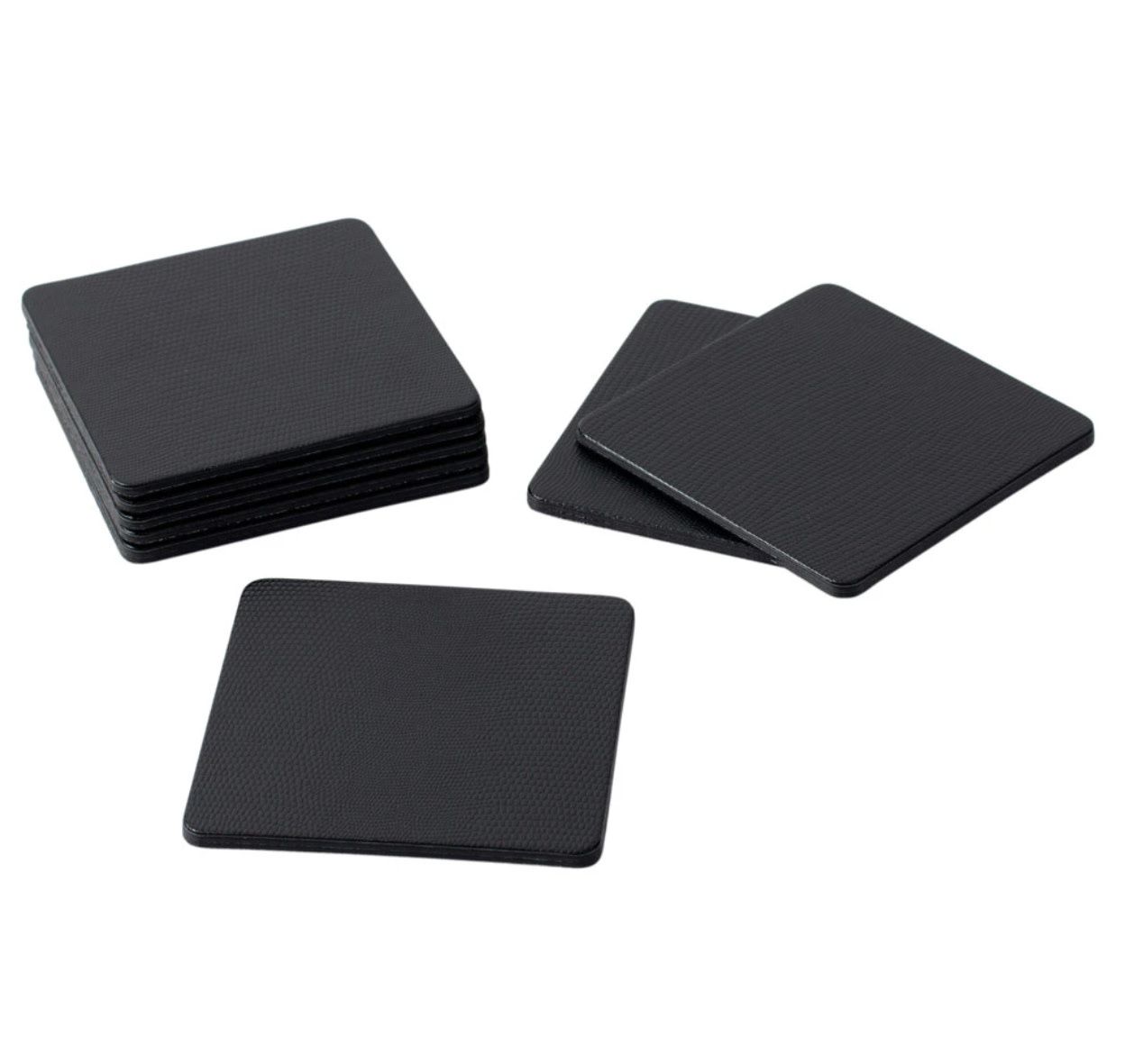 Square Lizard Coasters in Black - 8 Per Box