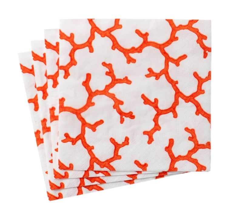 The Coral Sea Paper Cocktail Napkins in Coral - 20 Per Package