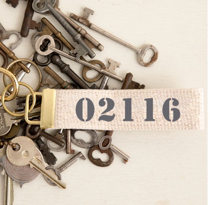 02116 Zip Code Keychain in Pebble