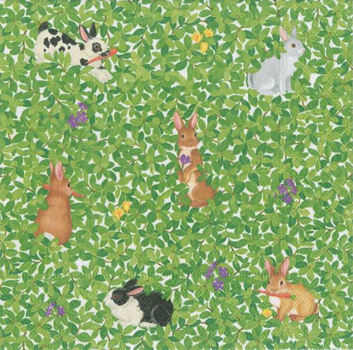 Bunnies and Boxwood Paper Cocktail Napkins - 20 Per Package