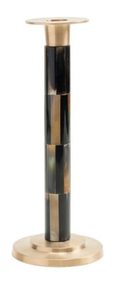 Large Bamboo Candlestick in Horn Multi 10" - 1 Each