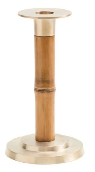 Small Bamboo Candlestick 7" in Light Brown - 1 Each