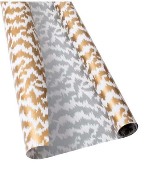 Modern Moiré Gold &amp; Silver Reversible Gift Wrapping Paper - 30" x 5' Roll