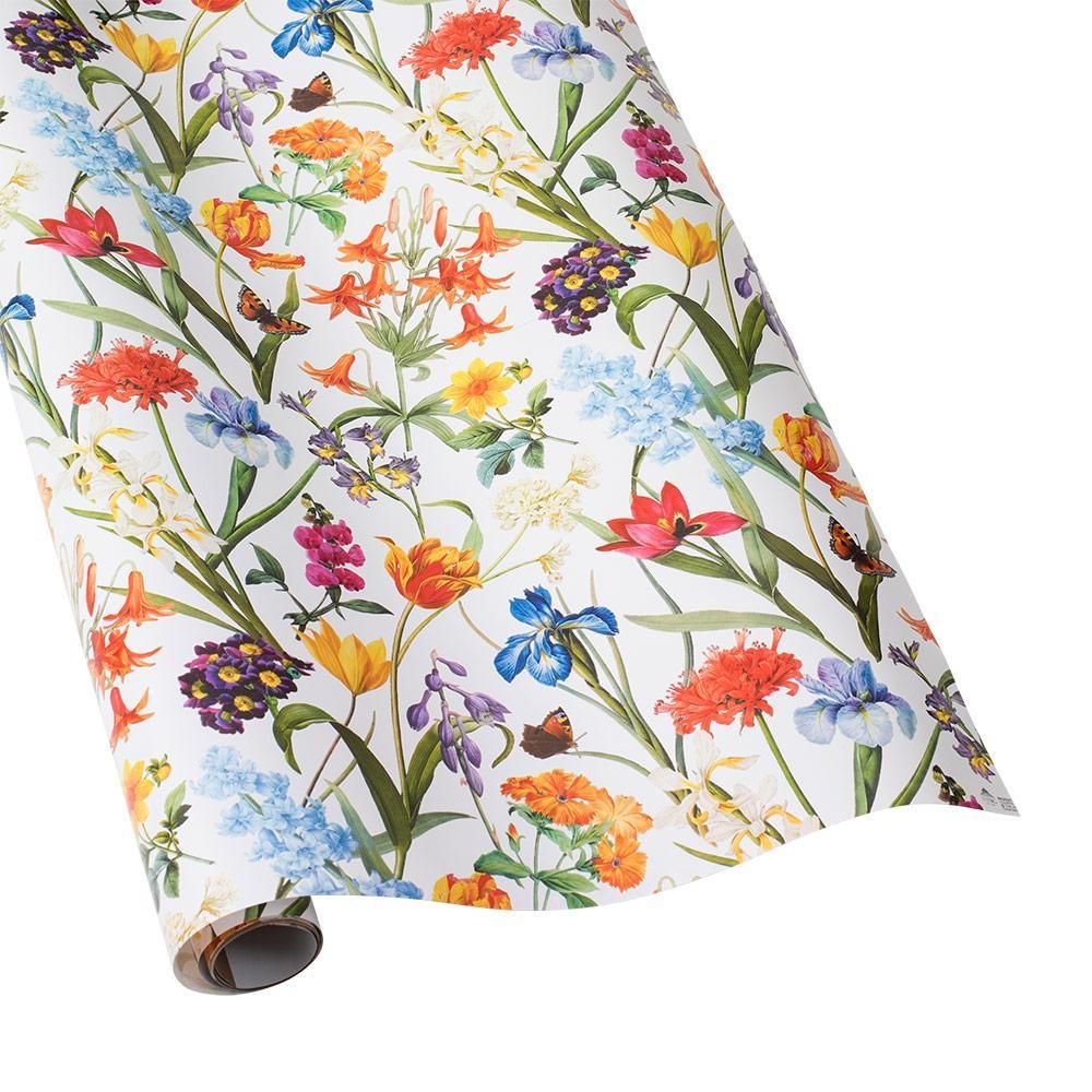 Redoute Floral Gift Wrapping Paper in White - 30" x 5' Roll
