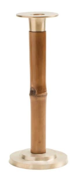 Large Bamboo Candlestick 10" in Light Brown - 1 Each