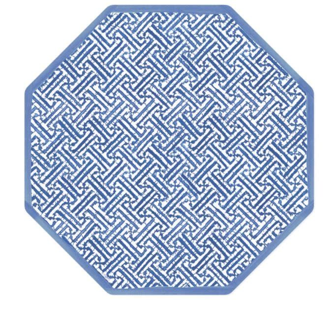 Fretwork Blue Die-Cut Placemat - 1 Per Package