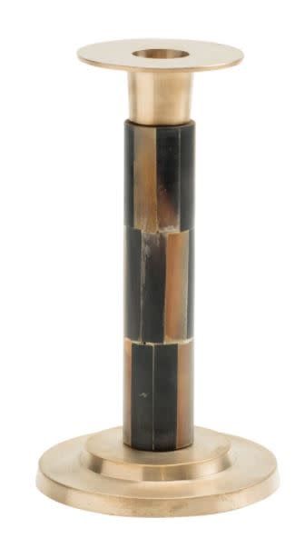 Small Bamboo Candlestick 7" in Horn Multi - 1 Each