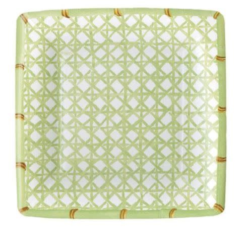 Holly Trellis Square Paper Salad &amp; Dessert Plates - 8 Per Package