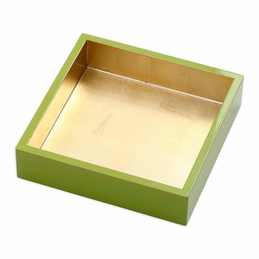 Lacquer Luncheon Napkin Holder in Sage &amp; Gold - 1 Each