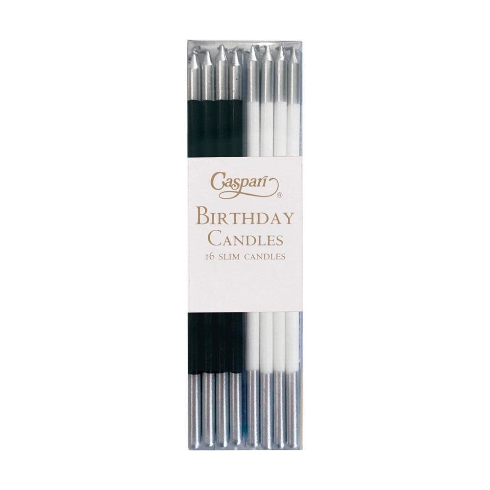 Slim Birthday Candles in Mixed Black &amp; White - 16 Candles Per Package