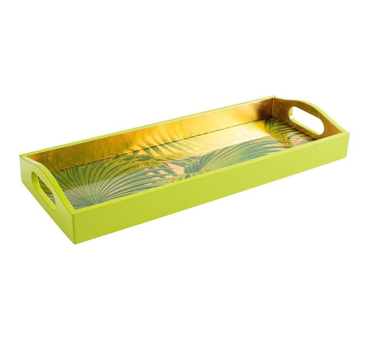 Palm Fronds Lacquer Bar Tray in Gold - 1 Each