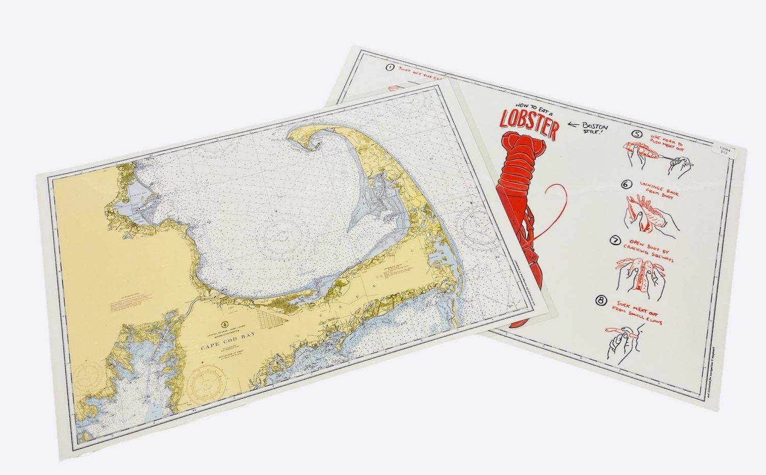 Laminated Double-Sided Placemat (side 1 - Cape Cod &amp; Islands &amp; Side 2 - How to Eat a Lobster/Boston