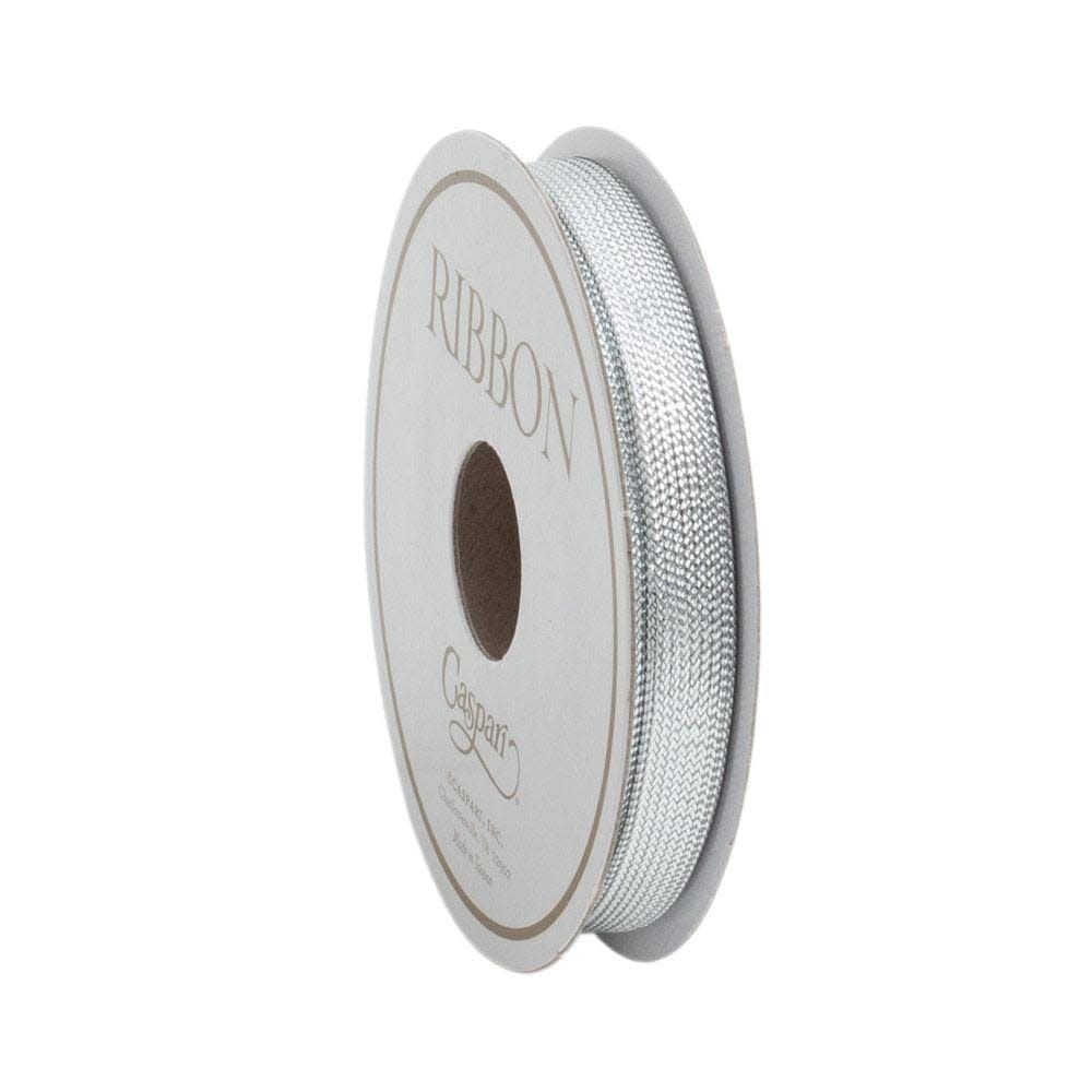 Silver Braided Tape Unwired Ribbon - 8 Yard Spool