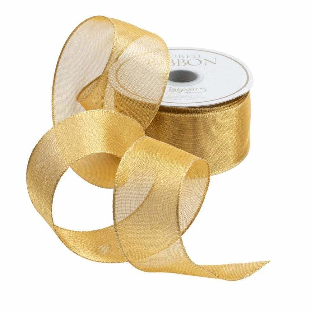 Sheer Gold Wired Ribbon - 9 Yard Spool