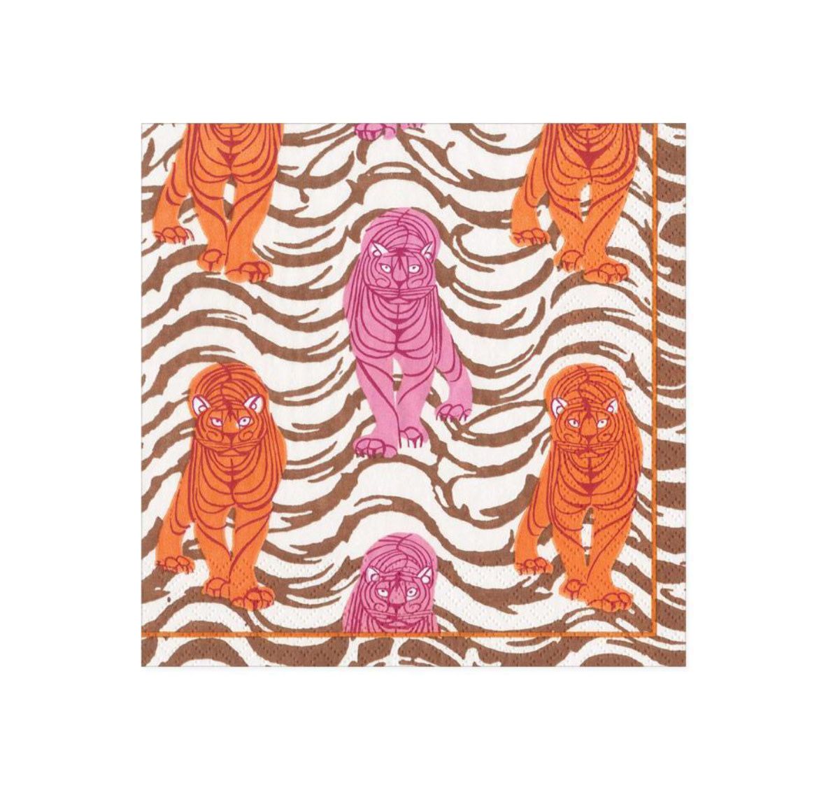 Tiger Stripe Paper Cocktail Napkins in Orange &amp; Pink - 20 Per Package