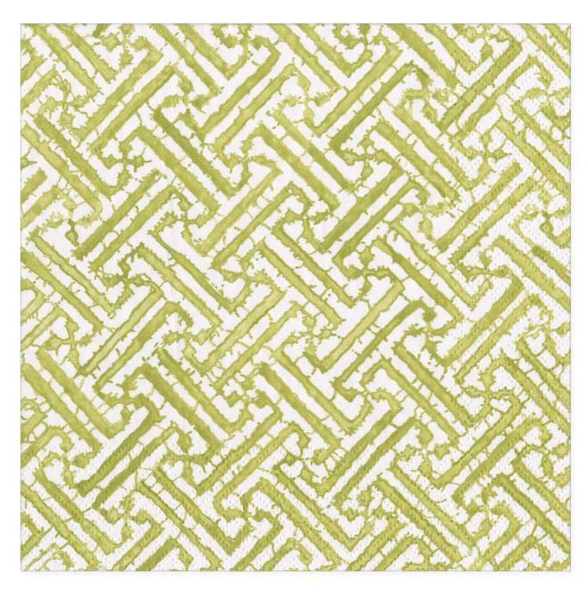 Fretwork Moss Green Paper Cocktail Napkins - 20 Per Package