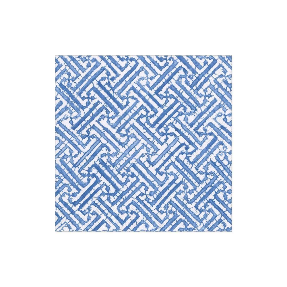 Fretwork Paper Cocktail Napkins in Blue - 20 Per Package