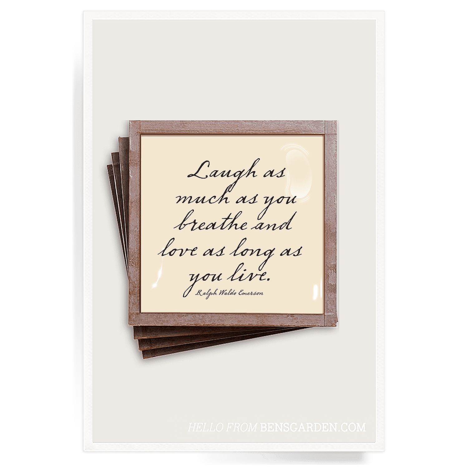 Laugh As Much As You Breathe Copper &amp; Glass Coaster