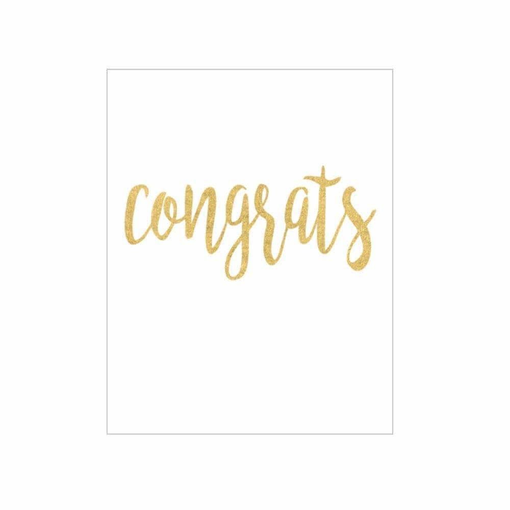 Congrats Script Gift Enclosure Cards in Gold Foil - 4 Mini Cards &amp; 4 Envelopes
