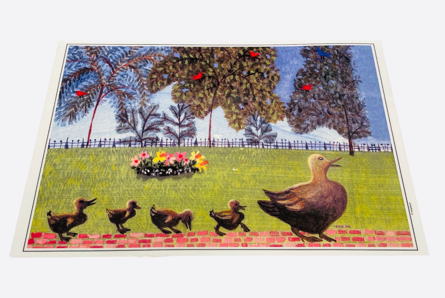 Laminated Double-Sided Placemat (side 1 - Ducklings &amp; Side 2 - Boston Illustrated Chart)