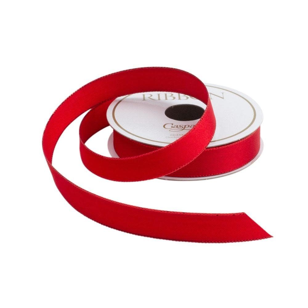 Red &amp; Shiny Edge Satin Unwired Ribbon - 8 Yard Spool