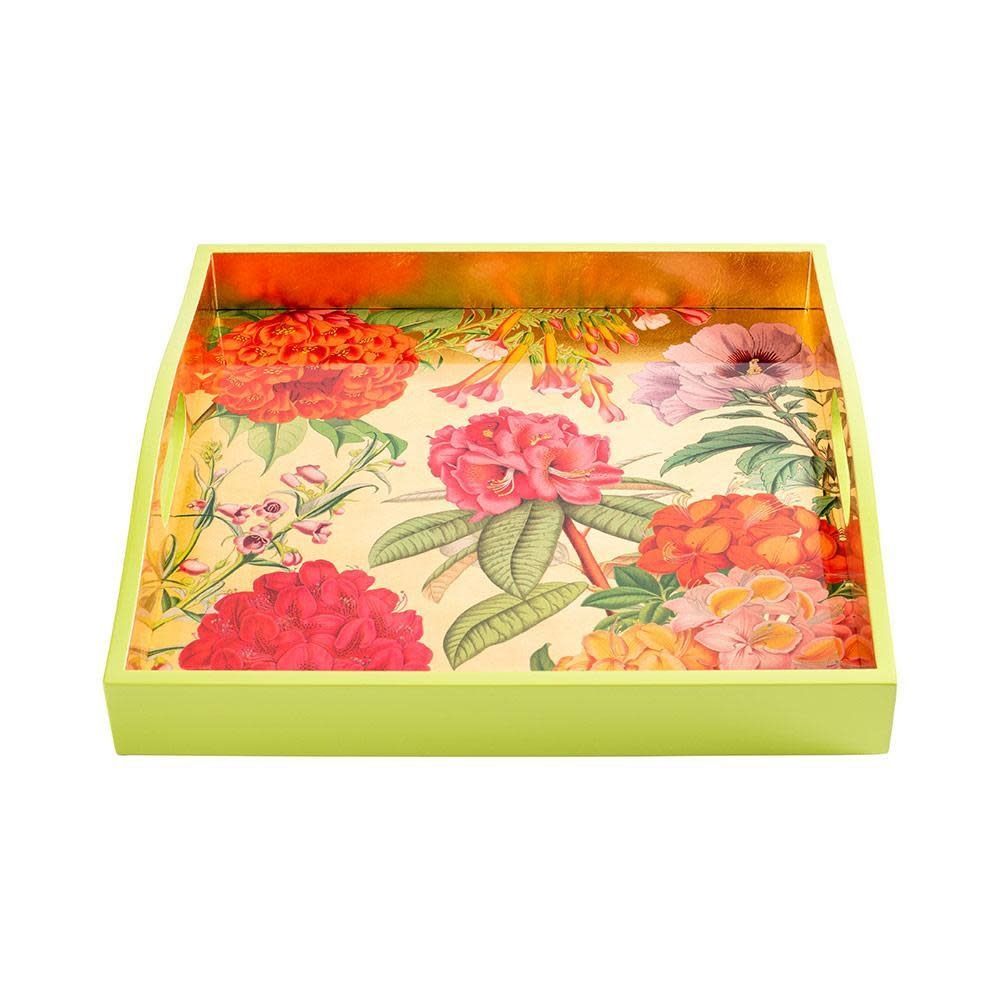 Jefferson’s Garden Study Lacquer Square Tray in Gold - 1 Each