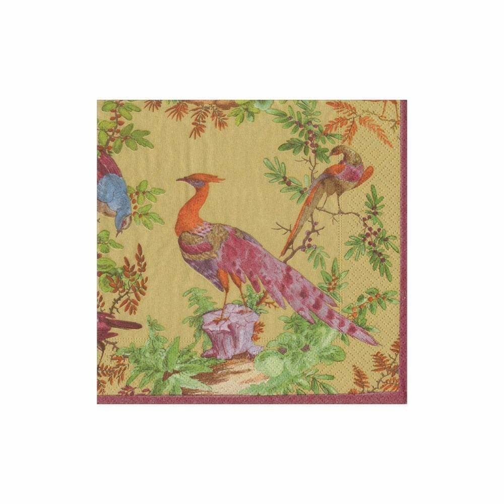 Chelsea Birds Paper Cocktail Napkins in Gold - 20 Per Package