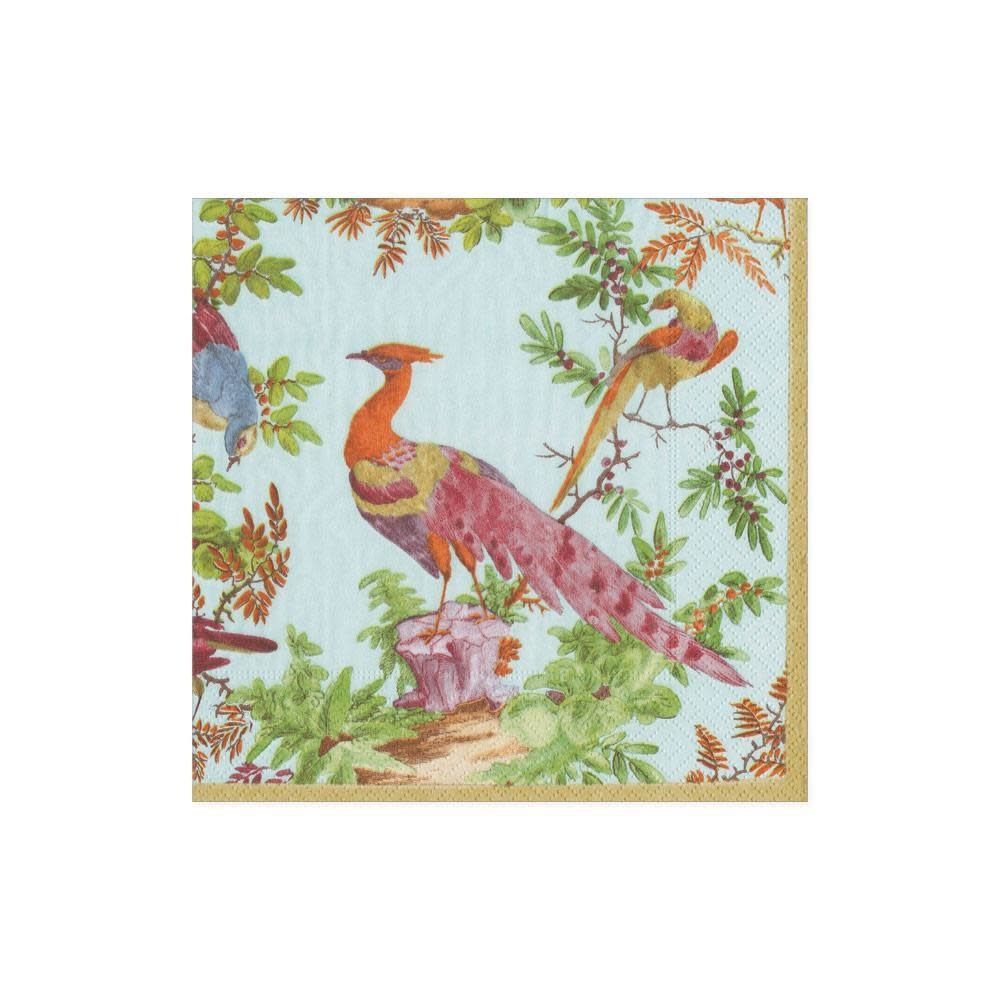 Chelsea Birds Paper Cocktail Napkins in Celadon - 20 Per Package