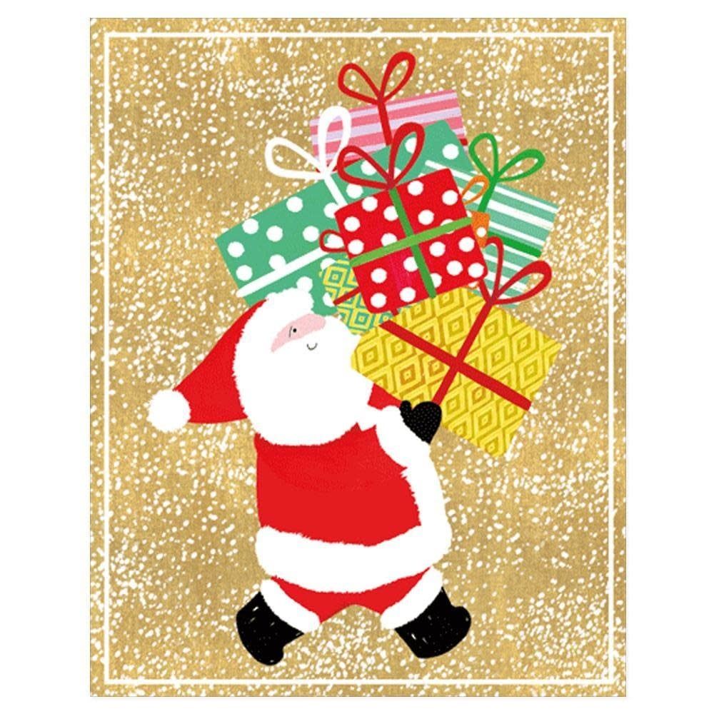 Smiling Santa And Gifts Christmas Card Box A Size 16 In