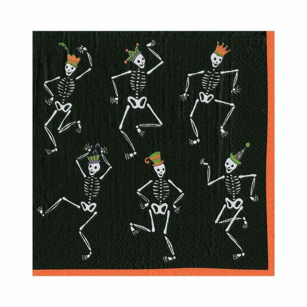 Dancing Skeletons Paper Luncheon Napkins in Black - 20 Per Package