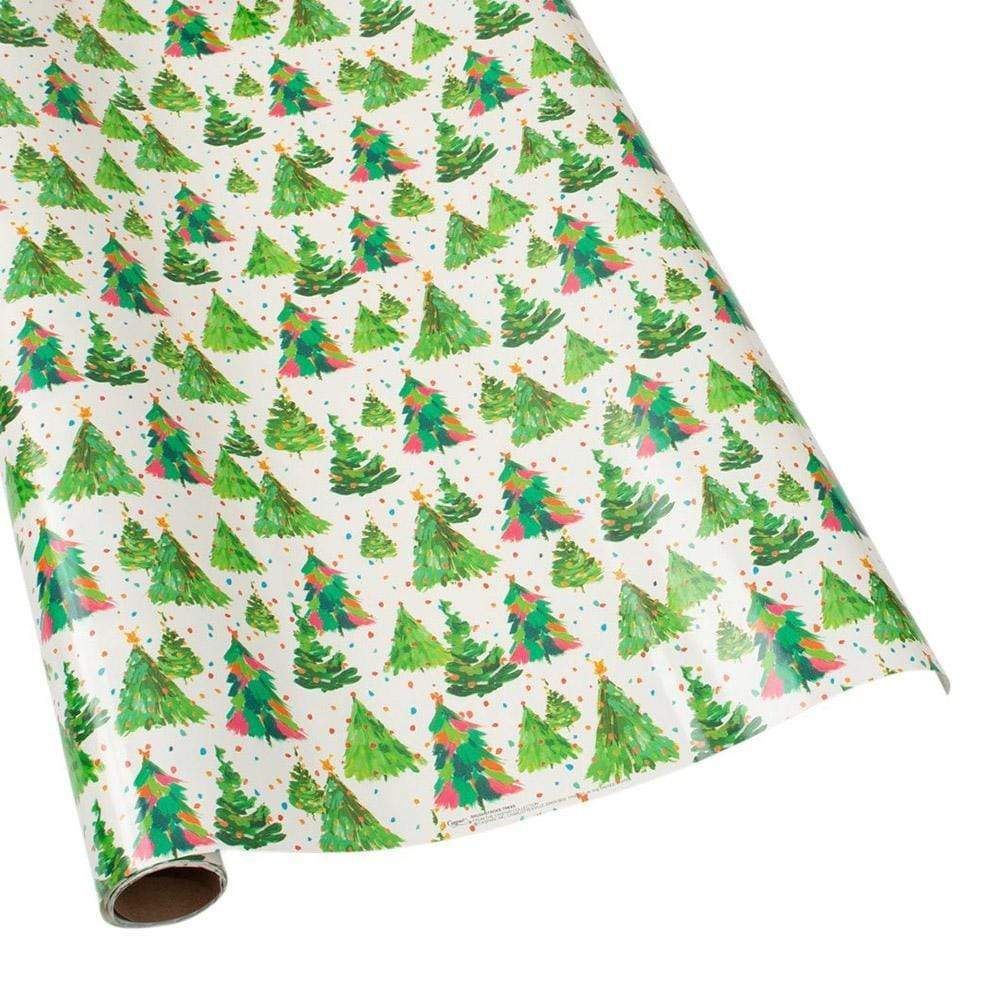 Brushstroke Trees Gift Wrap Roll on High-Gloss Paper - 30" x 8' Roll