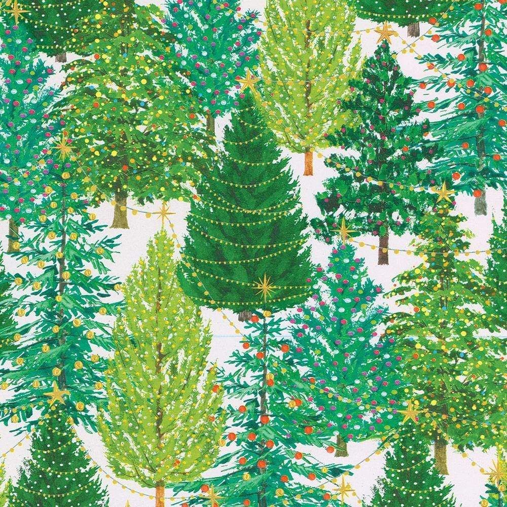Christmas Trees with Lights Gift Wrapping Paper in White - 30" x 8' Roll