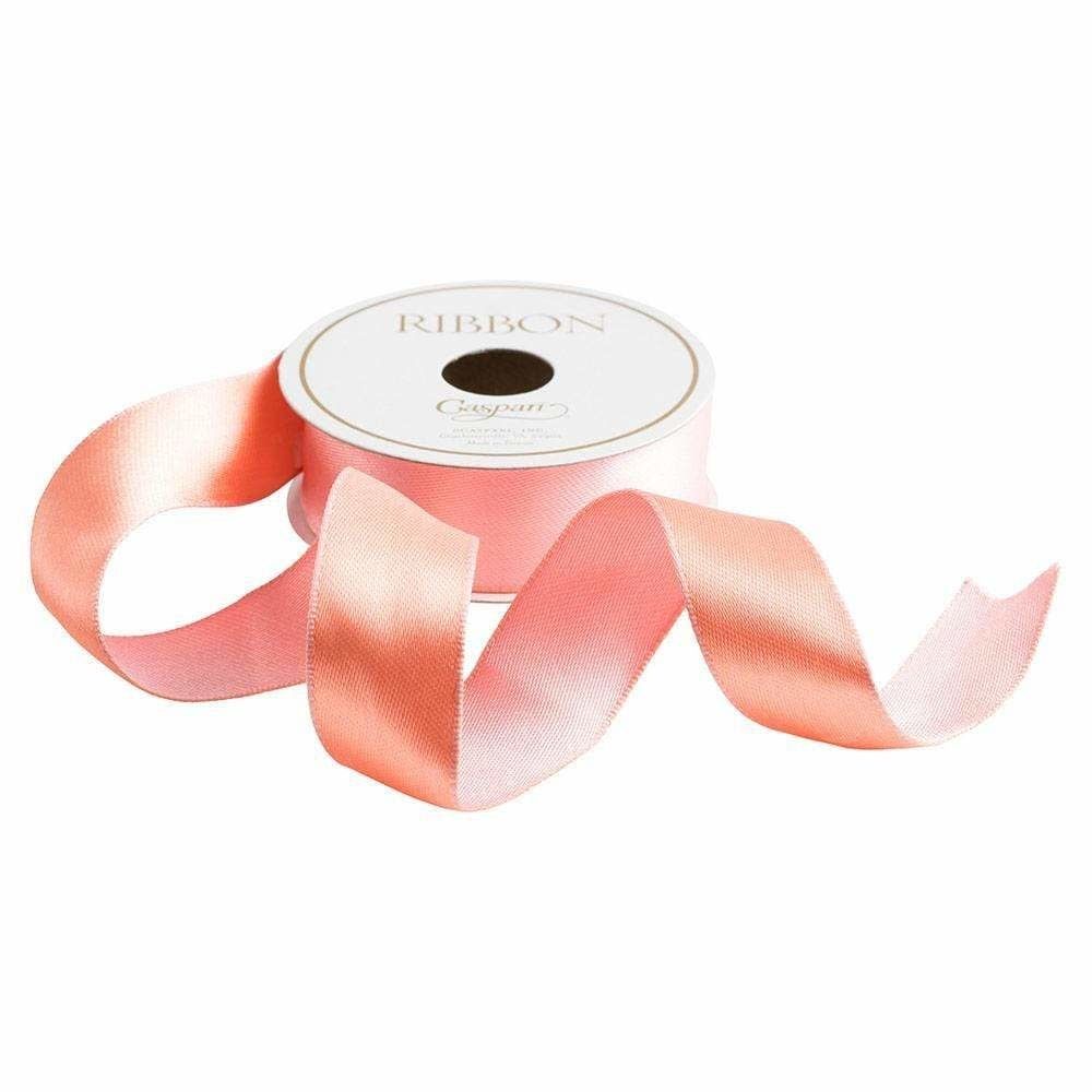 Medium Pink &amp; Salmon Reversible Satin Wired Ribbon - 10 Yard Spool