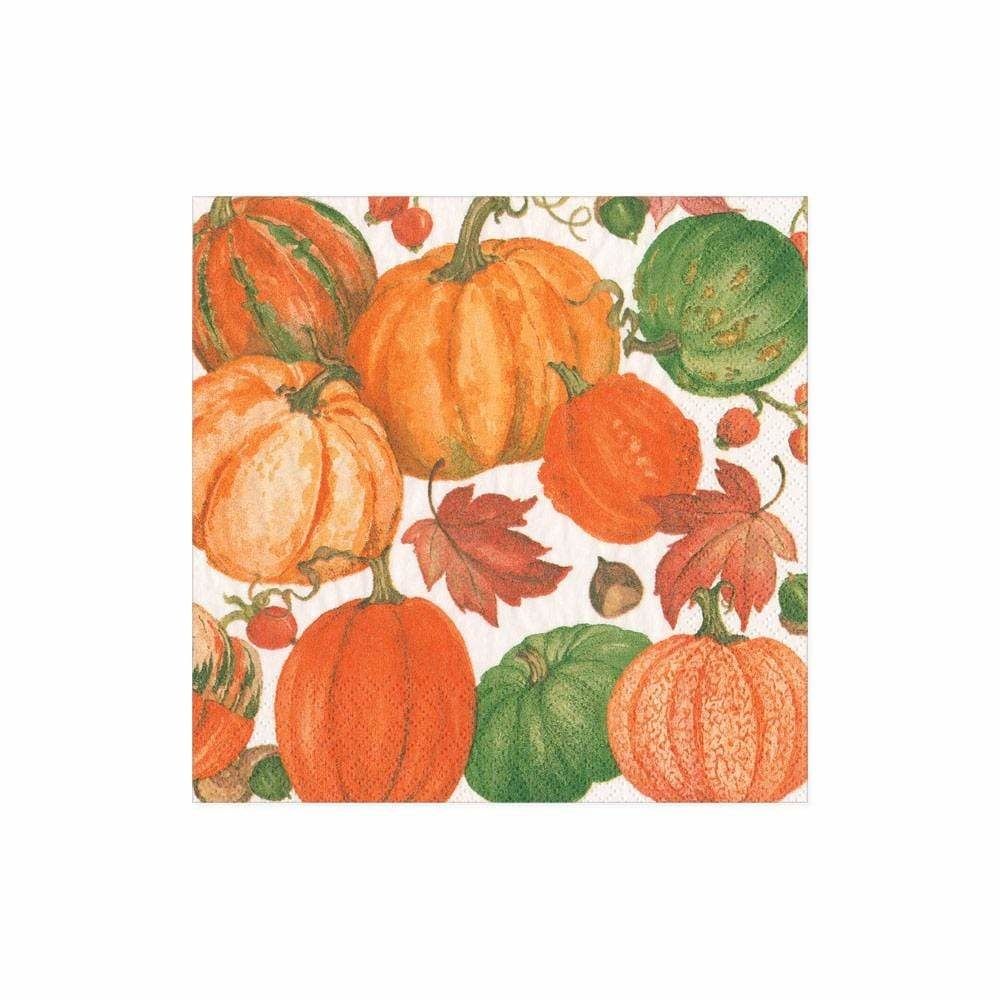 Pumpkin Field Paper Cocktail Napkins in White - 20 Per Package