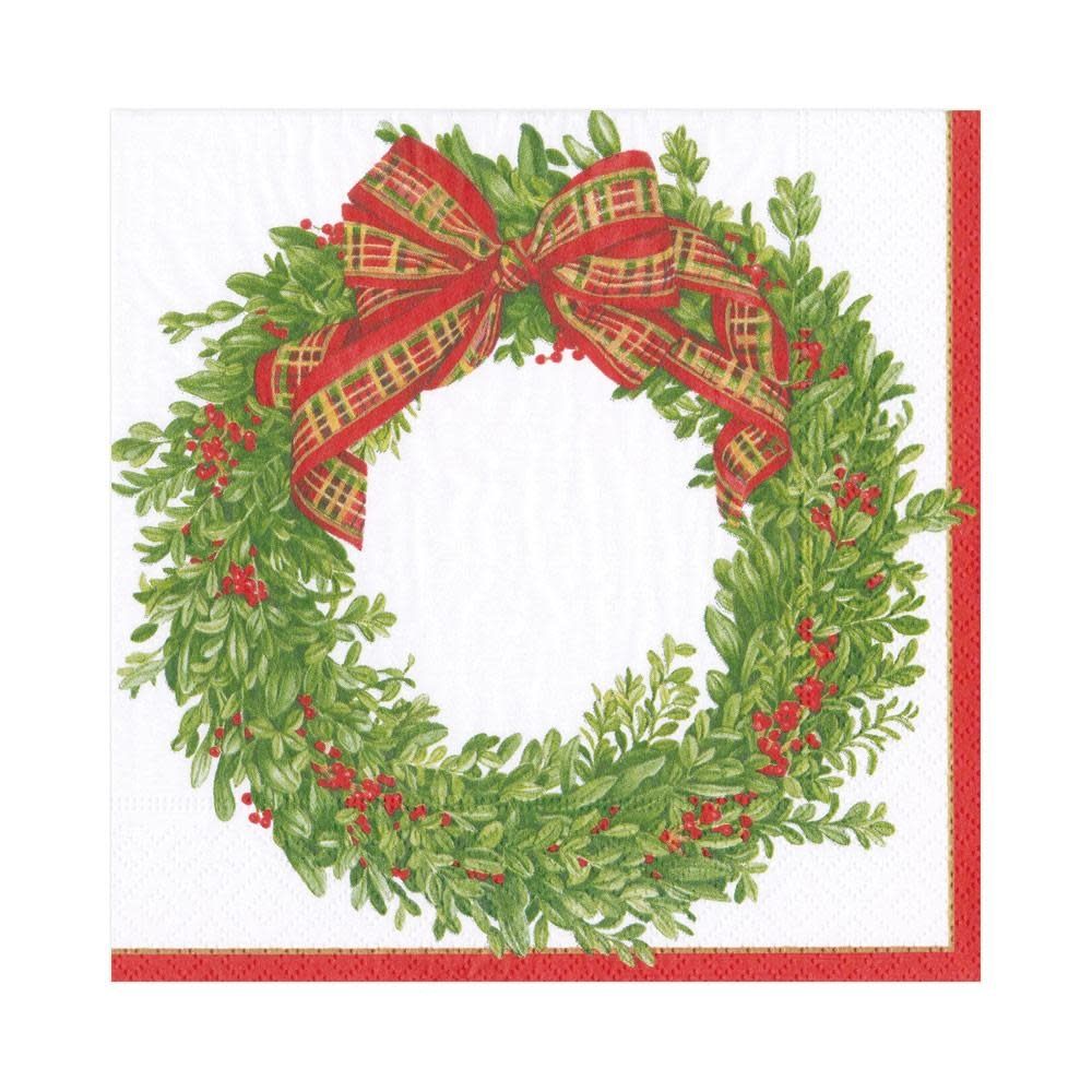 Boxwood and Berries Wreath Paper Luncheon Napkins - 20 Per Package