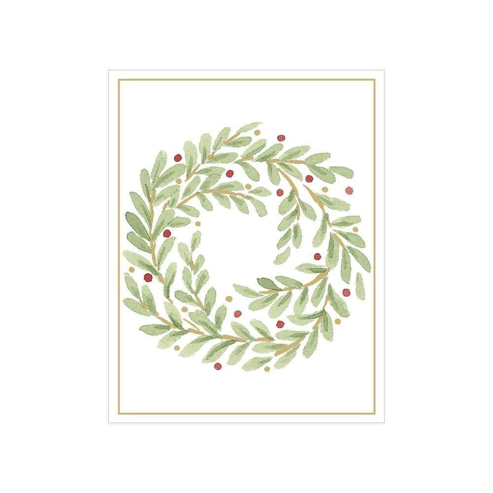 Wreath in Foil Gift Enclosure Cards - 4 Mini Cards &amp; 4 Envelopes