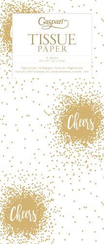 Cheers Tissue Paper in Gold - 4 Sheets Included