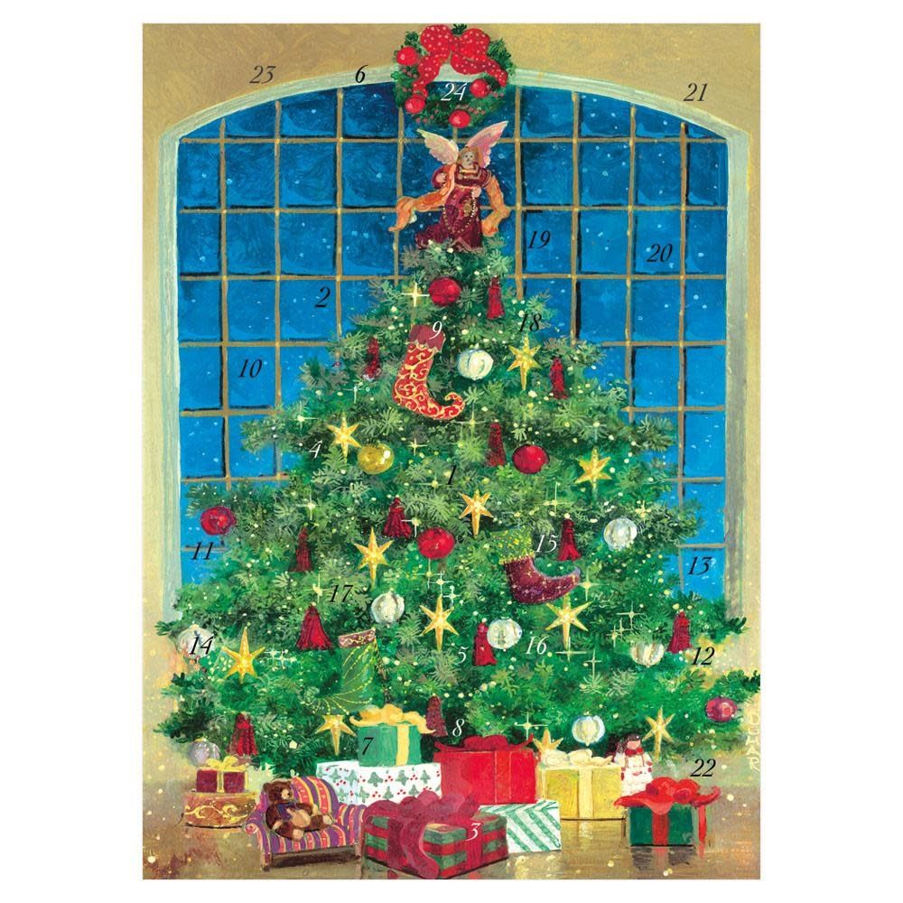Angel Atop Christmas Tree Advent Calendar Greeting Card - 1 Card &amp; 1 Envelope